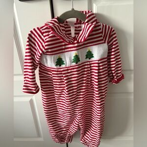 Cecil & Lou 9M boys smocked Christmas romper